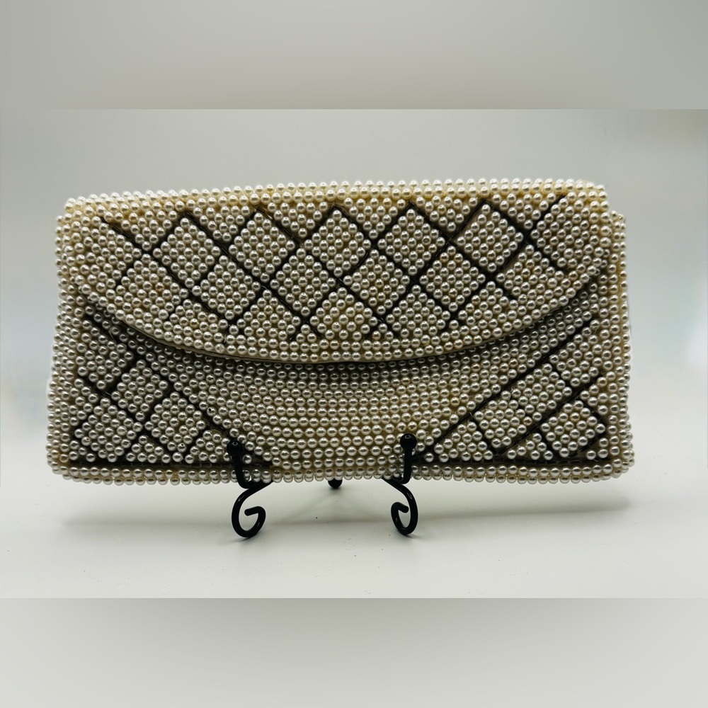 Vintage Clutch Pearl Beaded  True Vintage Made in Japan Beaded Pearl Clutch